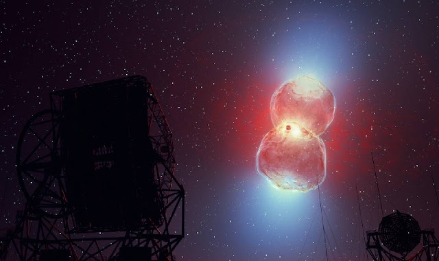 Massive eruption on dead star pushes particles to cosmic speed limit