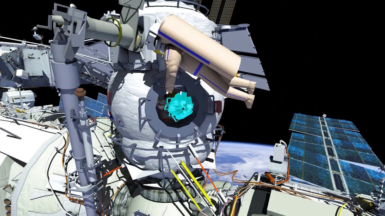 1st European female spacewalker & Russian cosmonaut work outside ISS in animated explainer