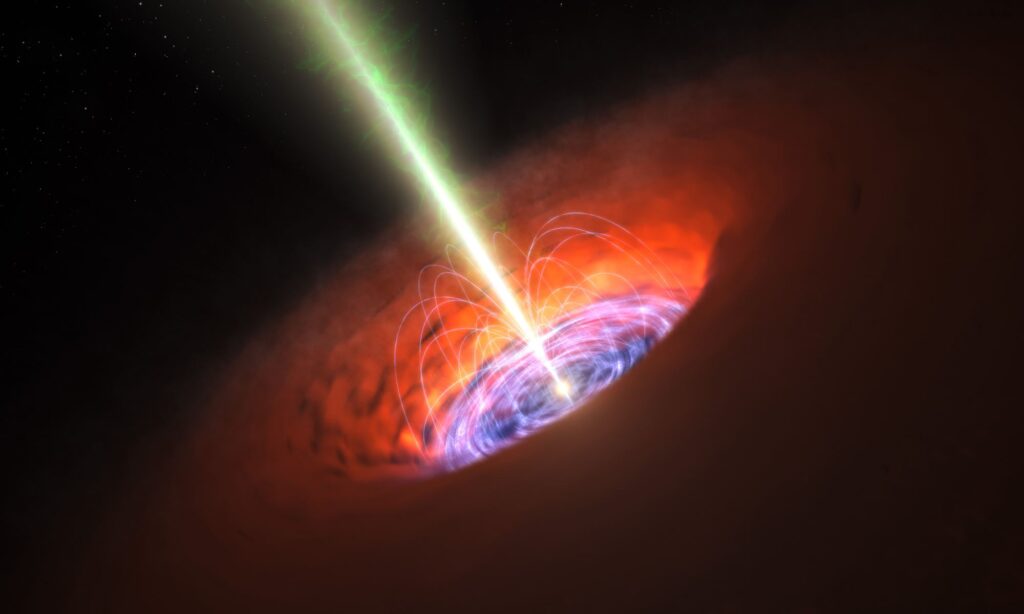 A black hole has been sputtering for 100 Million Years.