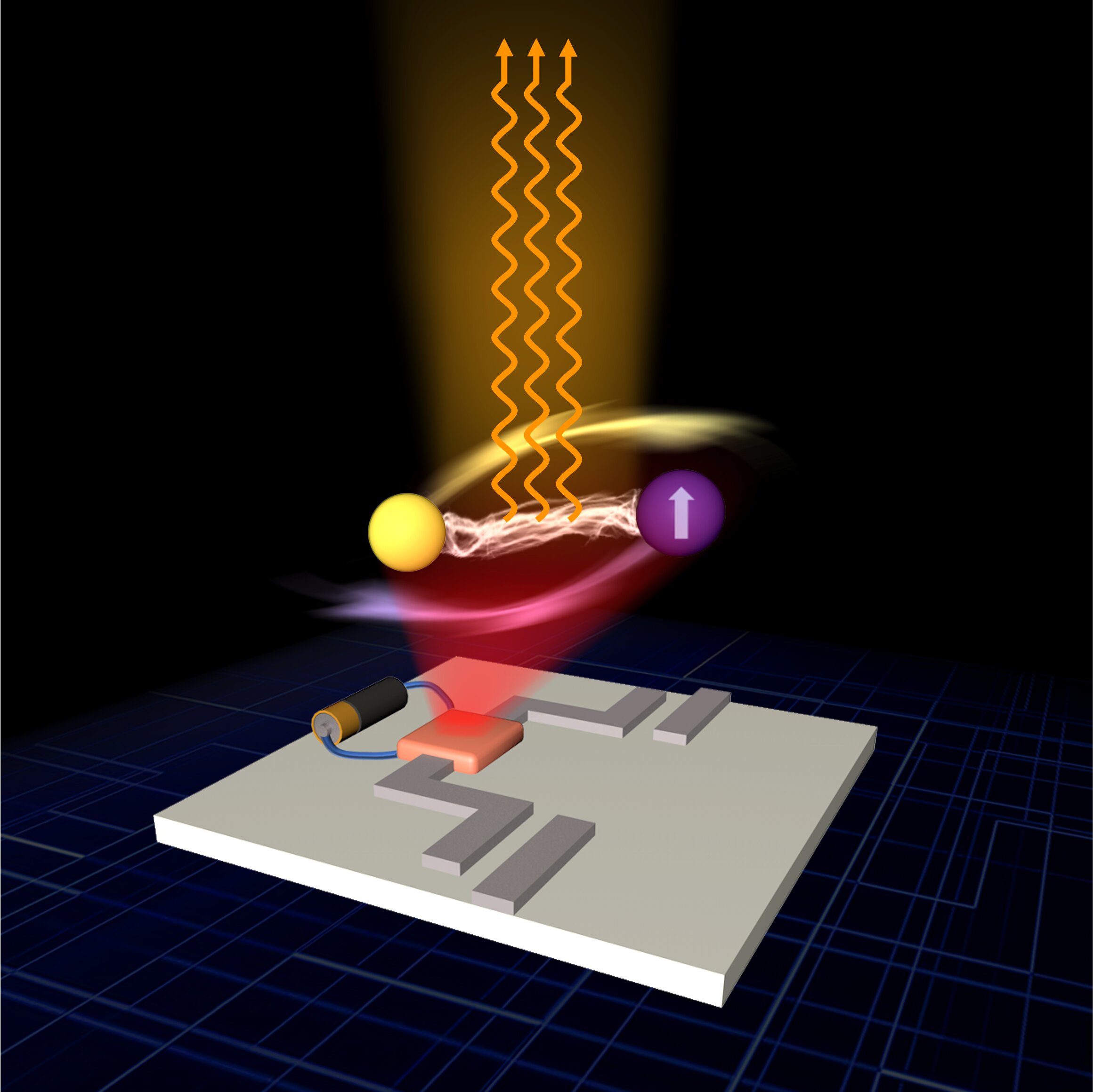 An Efficient Device for Coherent Microwave Emission and Amplification Based on Polaritons
