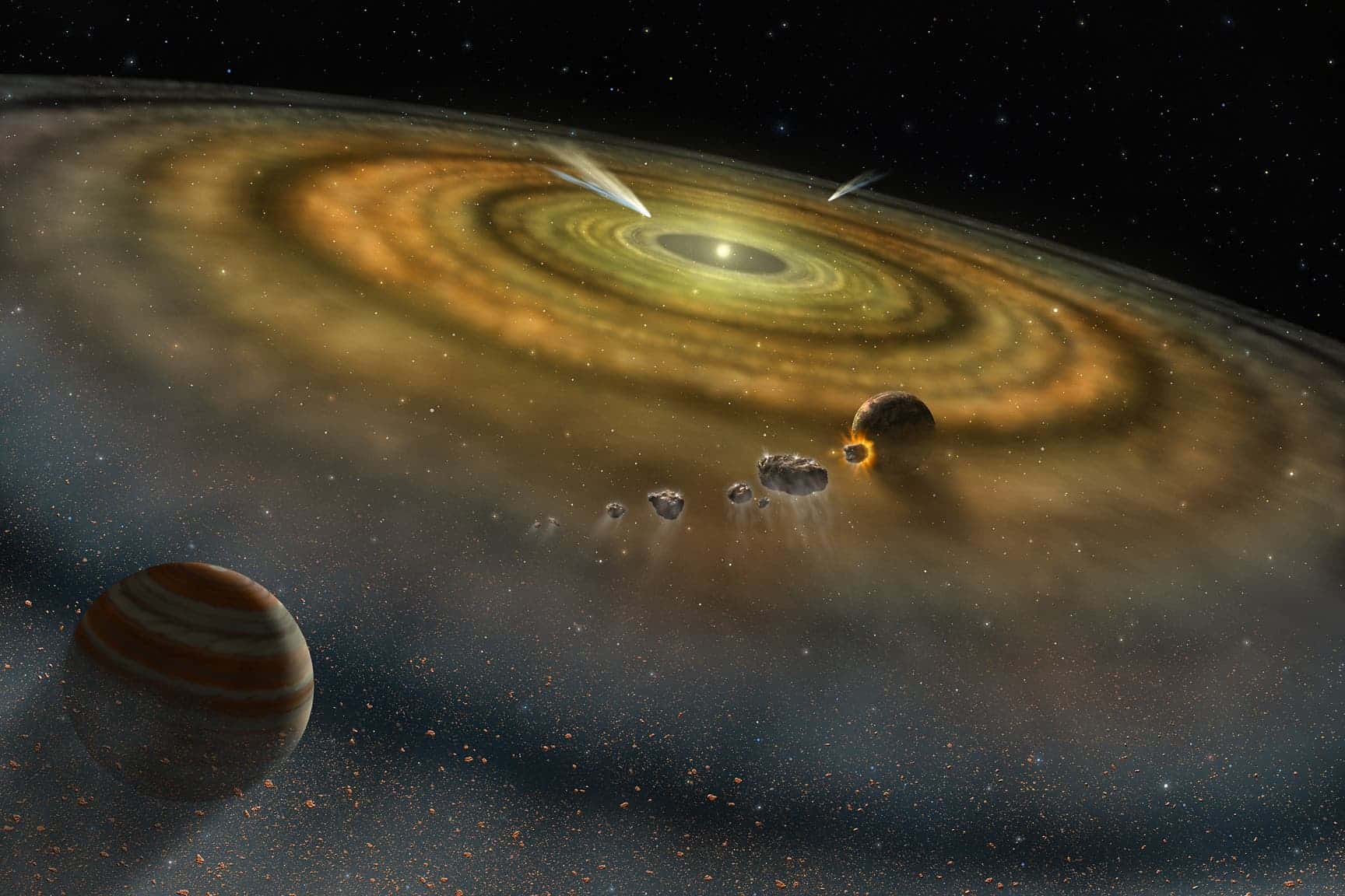 The clear images of a distant planetary system, displaying three planets, have disappeared.