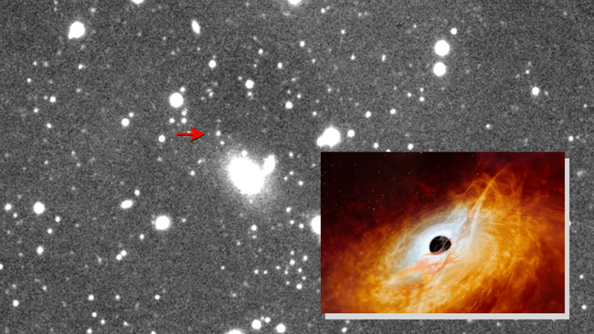 A colossal black hole has been observed devouring surrounding matter a mere 1 billion years following the Big Bang, as depicted in the accompanying photographs.