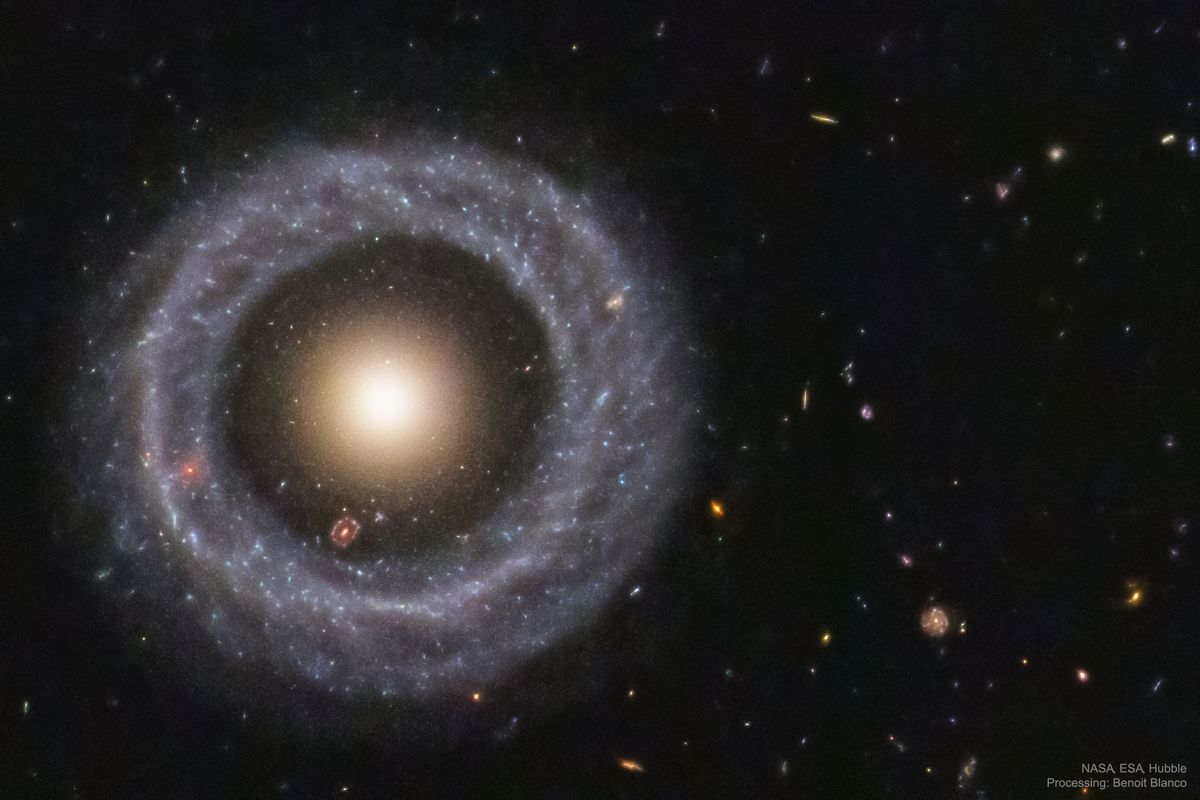 Hoag’s Object is a galaxy located 600 million light years away, containing a galaxy within a galaxy within a galaxy.