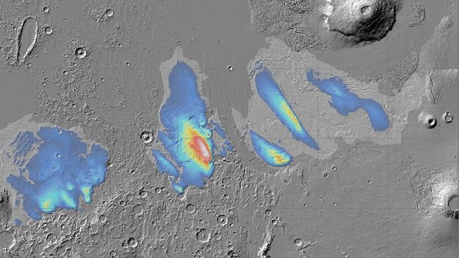 The thickness of the water ice buried at the equator of Mars exceeds 2 miles.
